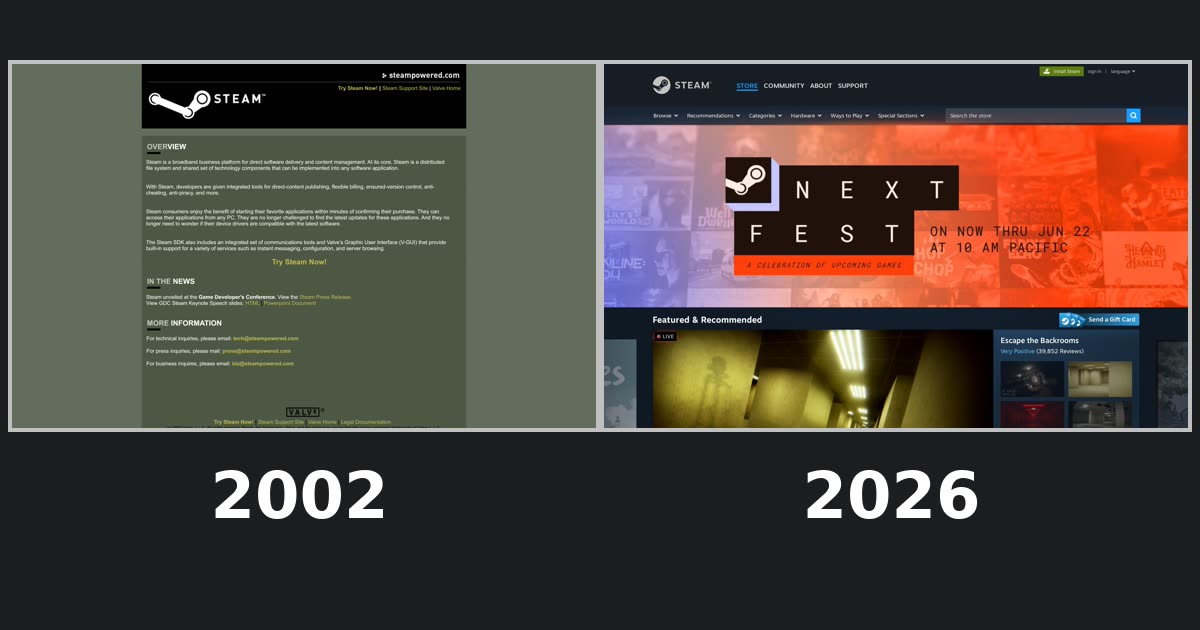 steampowered.com homepage history