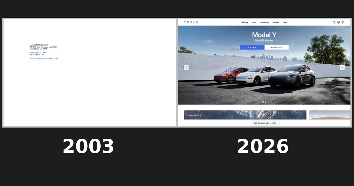 Tesla homepage captures