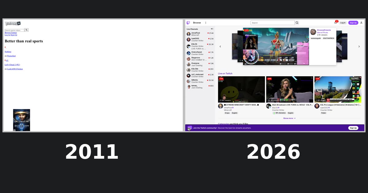 Twitch homepage captures