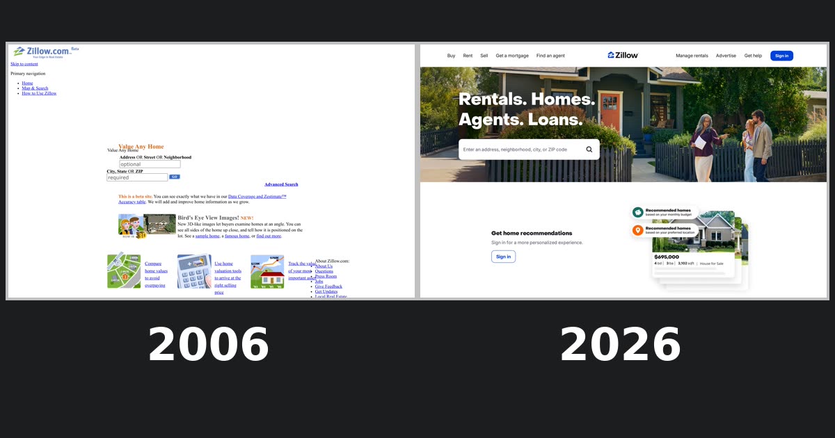 zillow.com homepage history