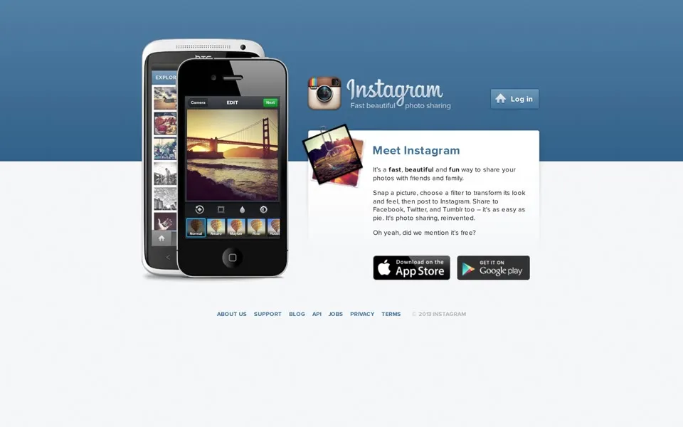 instagram.com homepage in 2013