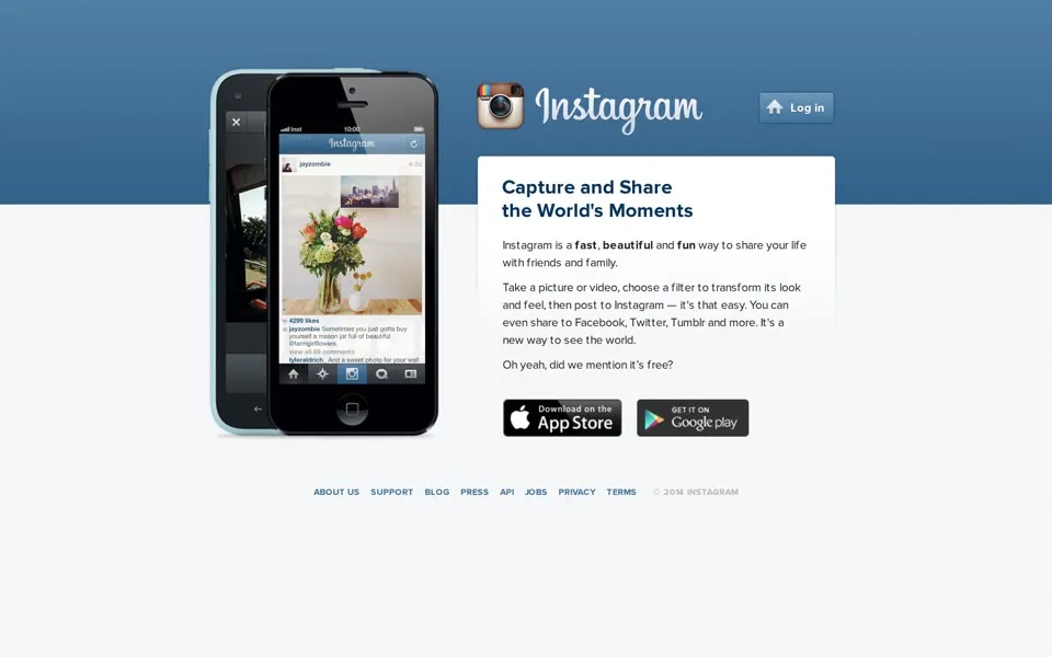 instagram.com homepage in 2014