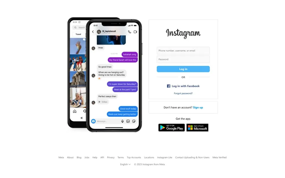 instagram.com homepage in 2023