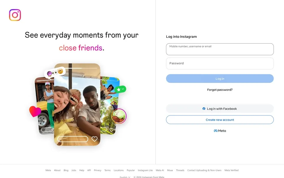 instagram.com homepage in 2026