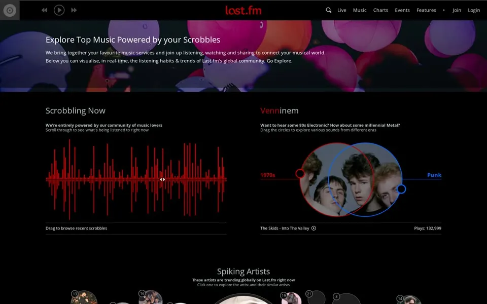last.fm homepage in 2018