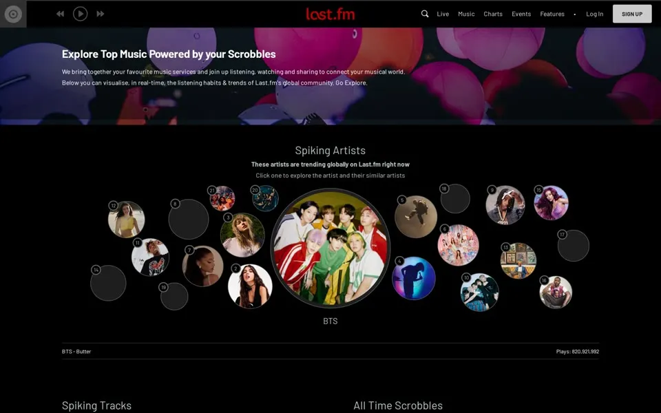 last.fm homepage in 2021