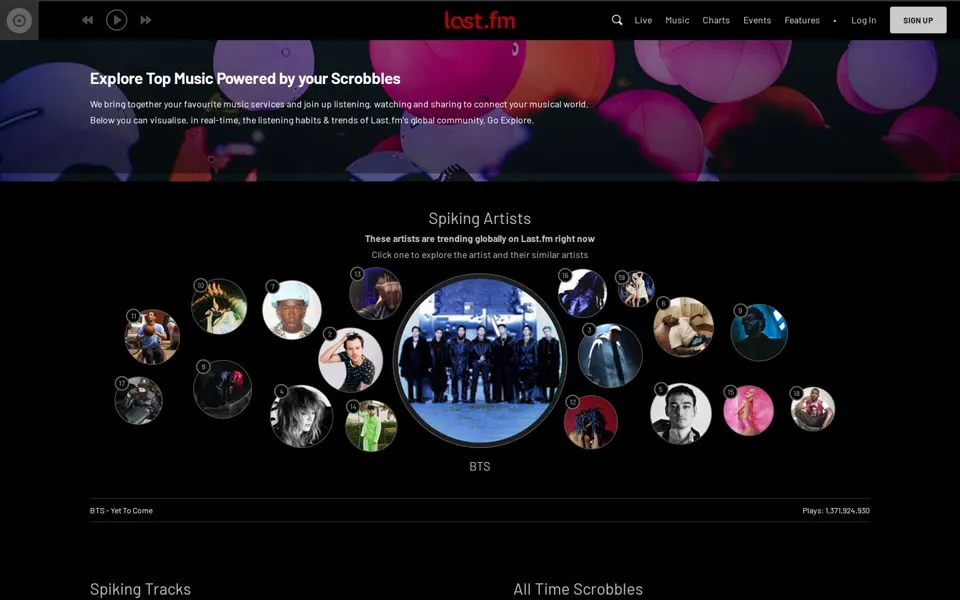 last.fm homepage in 2022