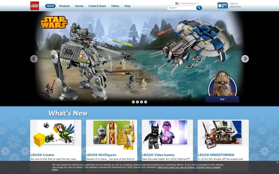 lego.com homepage in 2014