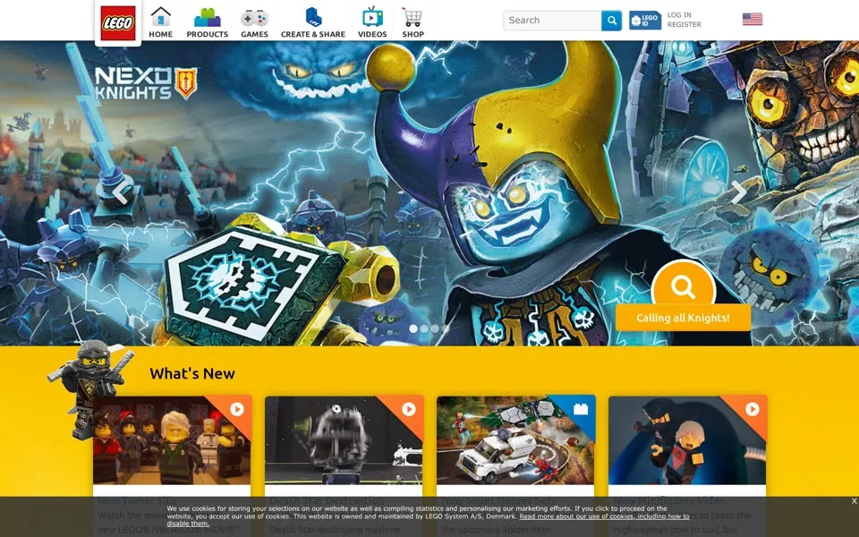 lego.com homepage in 2017