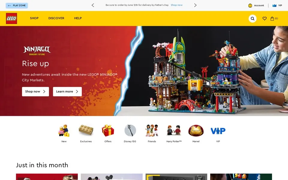 lego.com homepage in 2023
