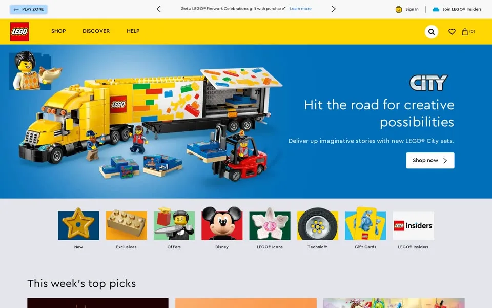 lego.com homepage in 2024