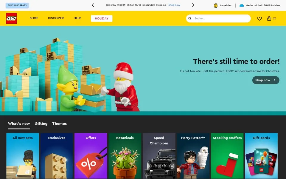 lego.com homepage in 2025
