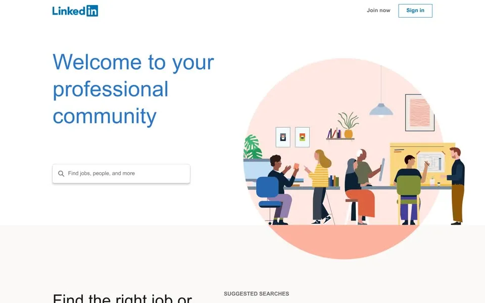 linkedin.com homepage in 2019