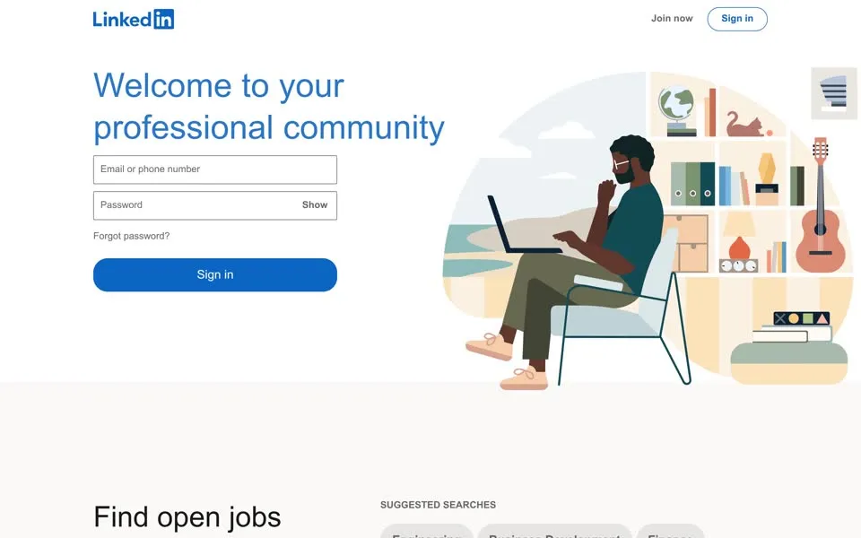 linkedin.com homepage in 2021