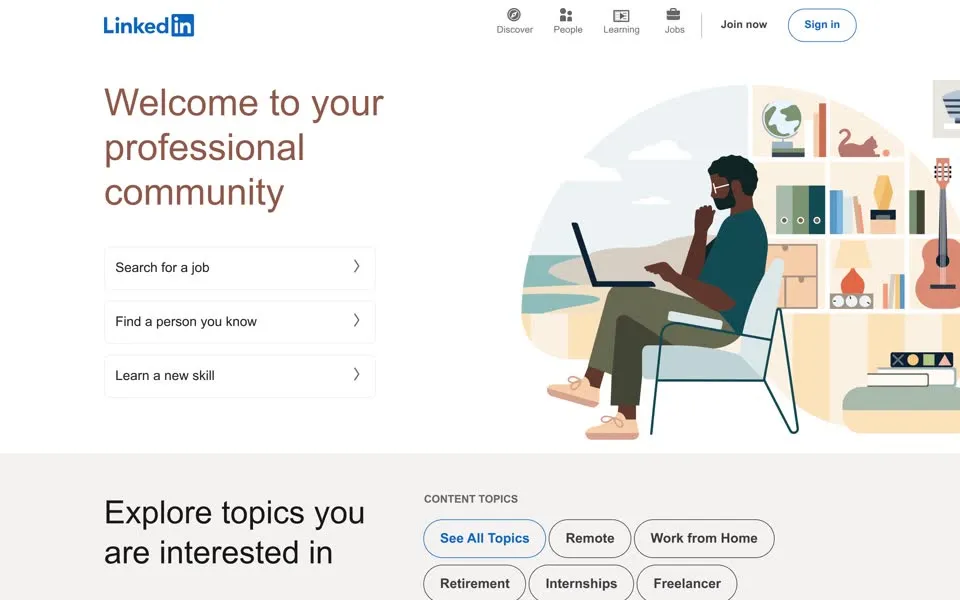 linkedin.com homepage in 2022
