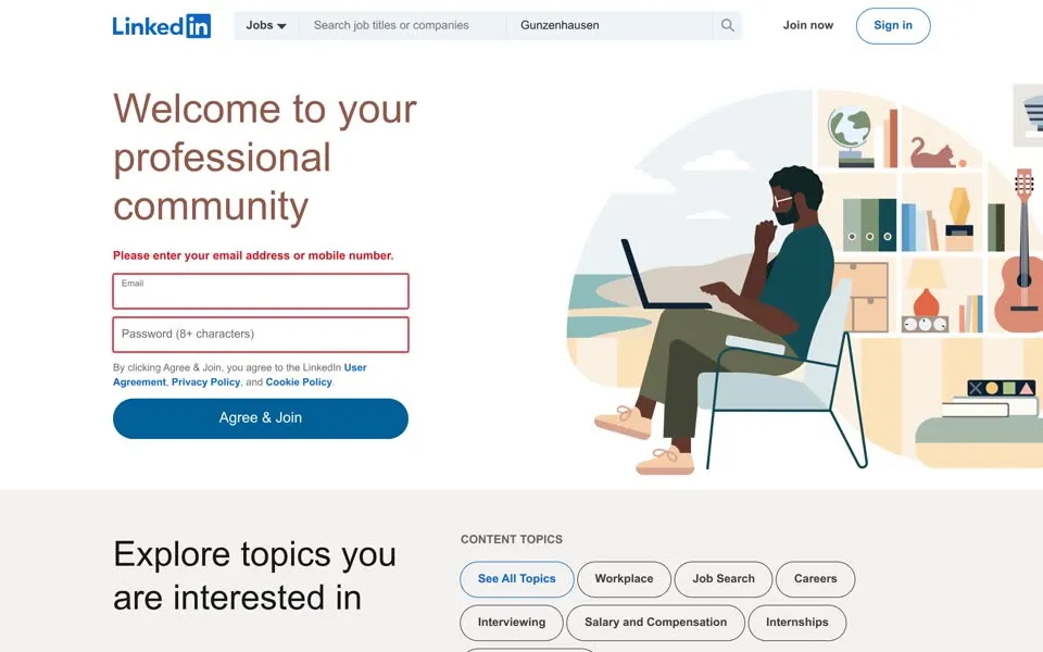 linkedin.com homepage in 2023