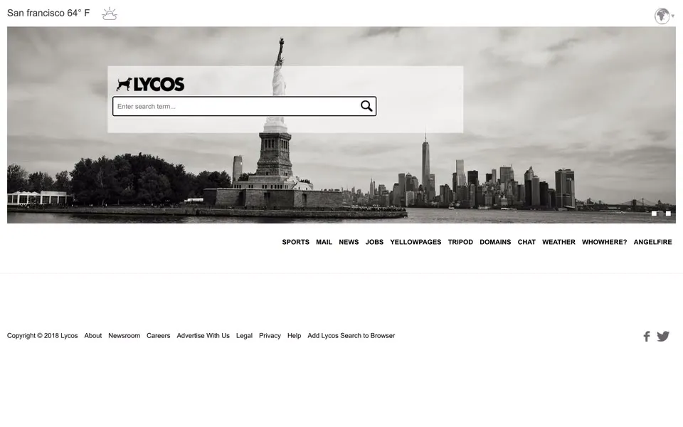 lycos.com homepage in 2018