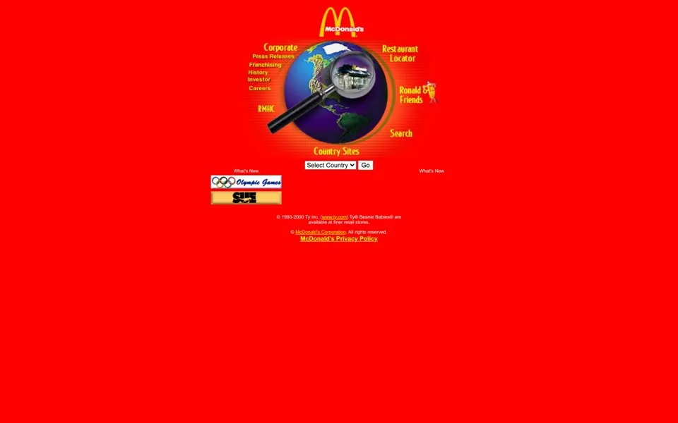 mcdonalds.com homepage in 2000