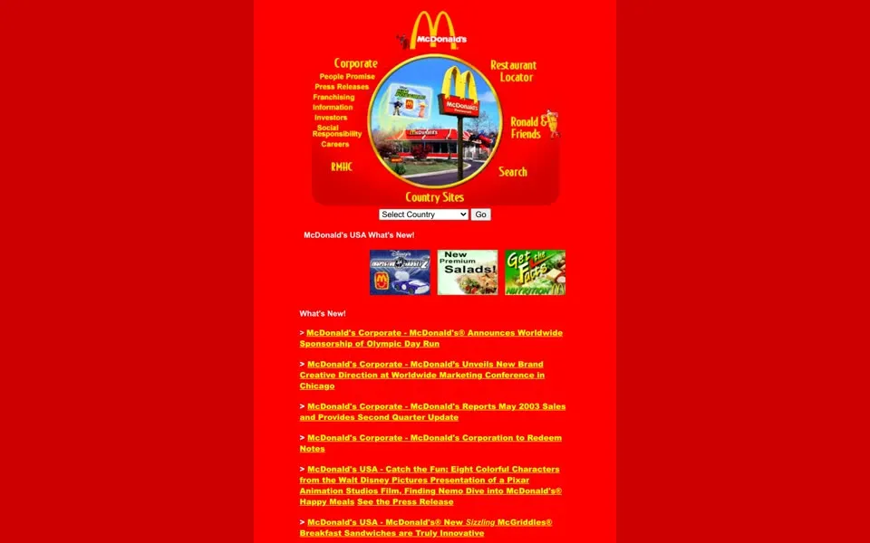 mcdonalds.com homepage in 2003