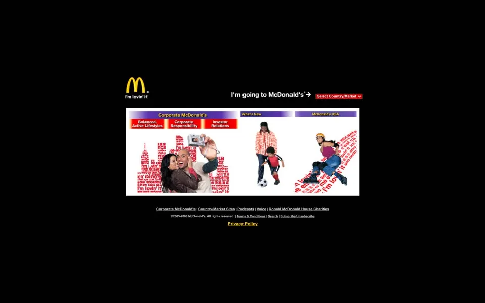 mcdonalds.com homepage in 2006