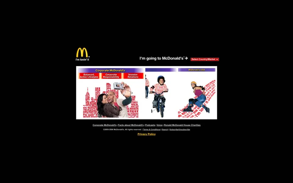 mcdonalds.com homepage in 2007