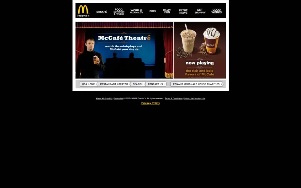 mcdonalds.com homepage in 2009