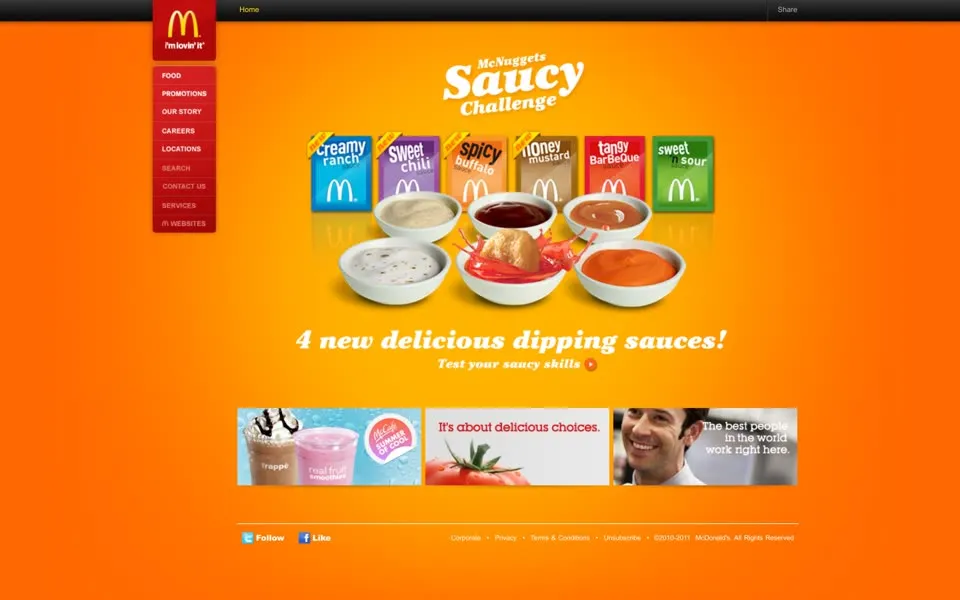 mcdonalds.com homepage in 2011