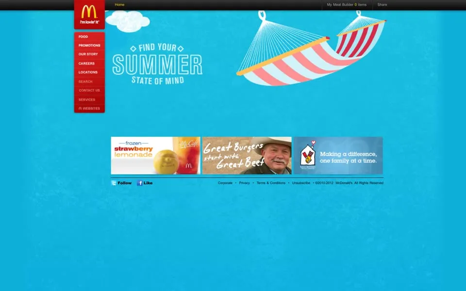 mcdonalds.com homepage in 2012
