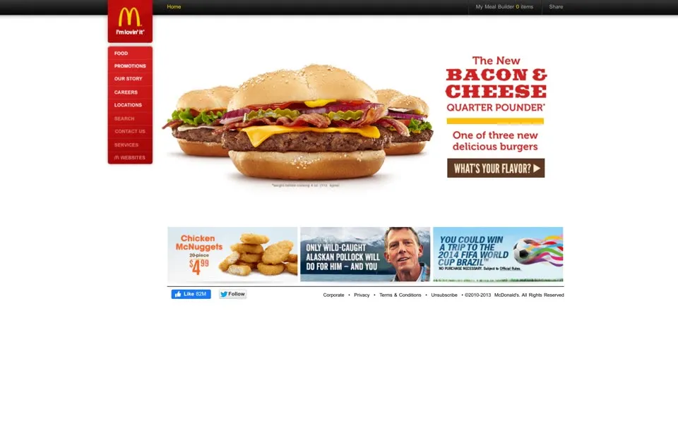 mcdonalds.com homepage in 2013