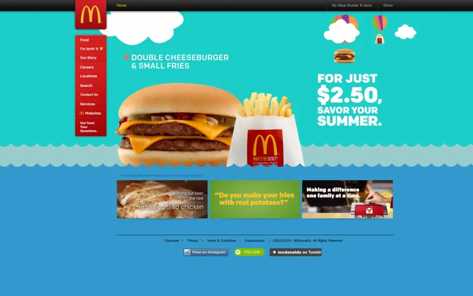 mcdonalds.com homepage in 2015