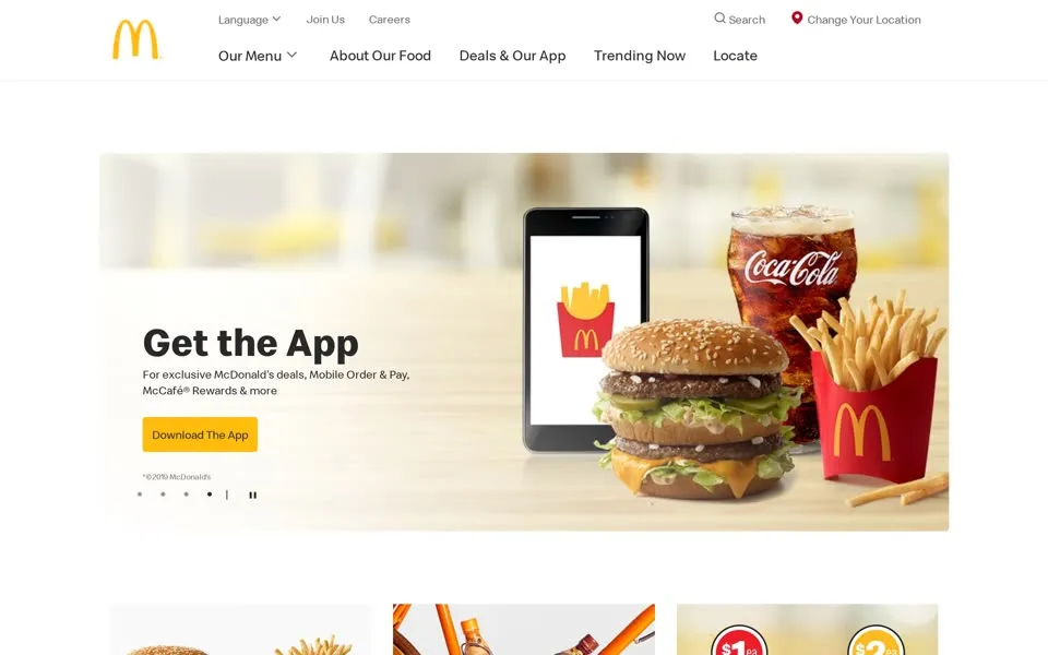 mcdonalds.com homepage in 2019