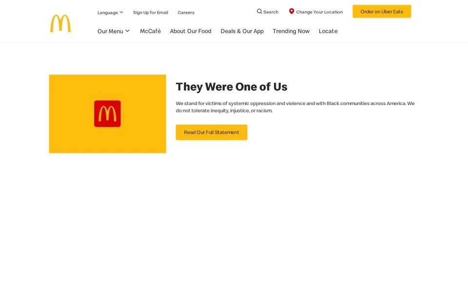 mcdonalds.com homepage in 2020