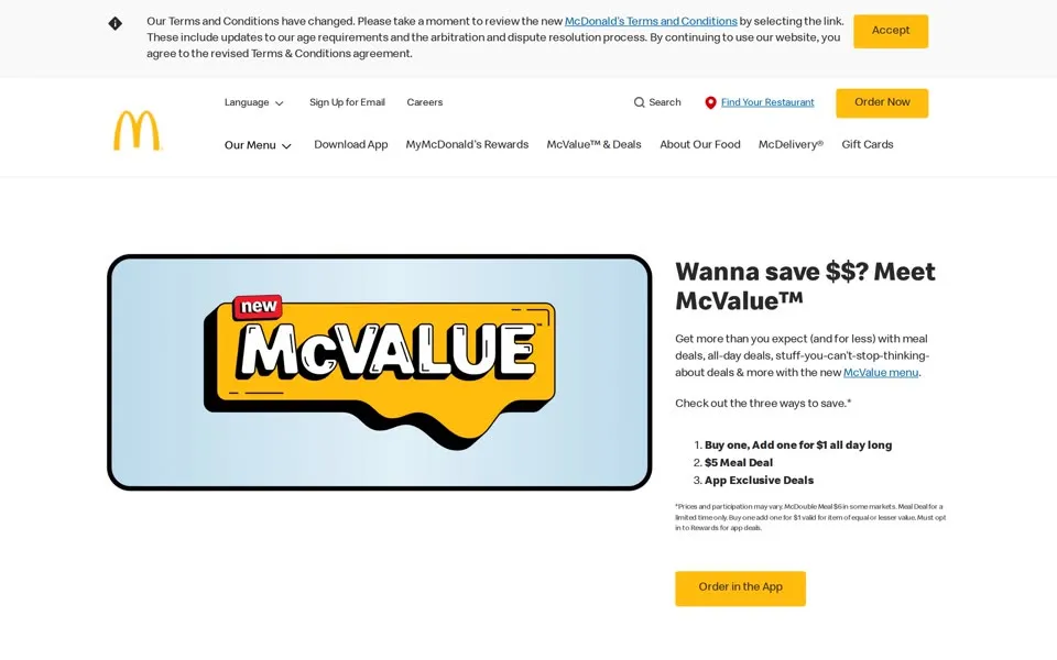 mcdonalds.com homepage in 2025
