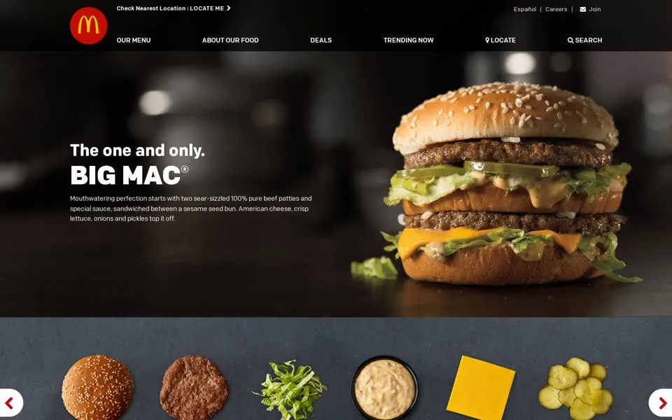 McDonald's Big Mac product page, September 4, 2016