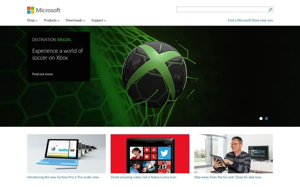 microsoft.com homepage in 2014