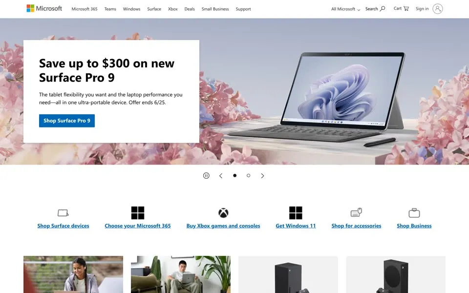 microsoft.com homepage in 2023