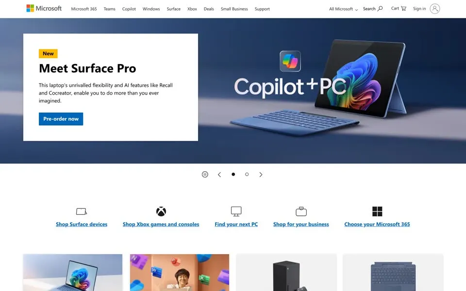 microsoft.com homepage in 2024