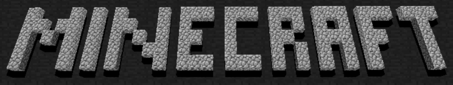 Minecraft logo on the 2010 minecraft.net homepage: Rough cobblestone letters seen from above