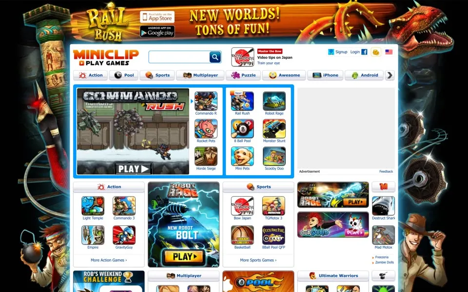 miniclip.com homepage in 2013