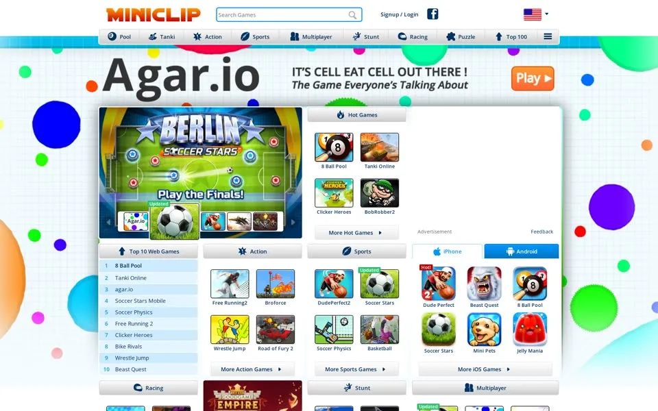 miniclip.com homepage in 2015