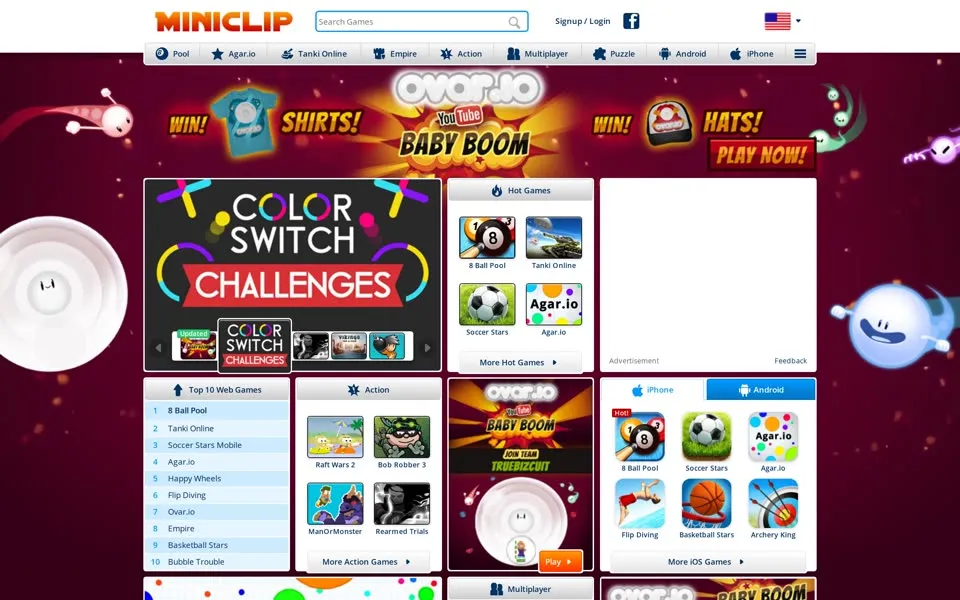 miniclip.com homepage in 2017
