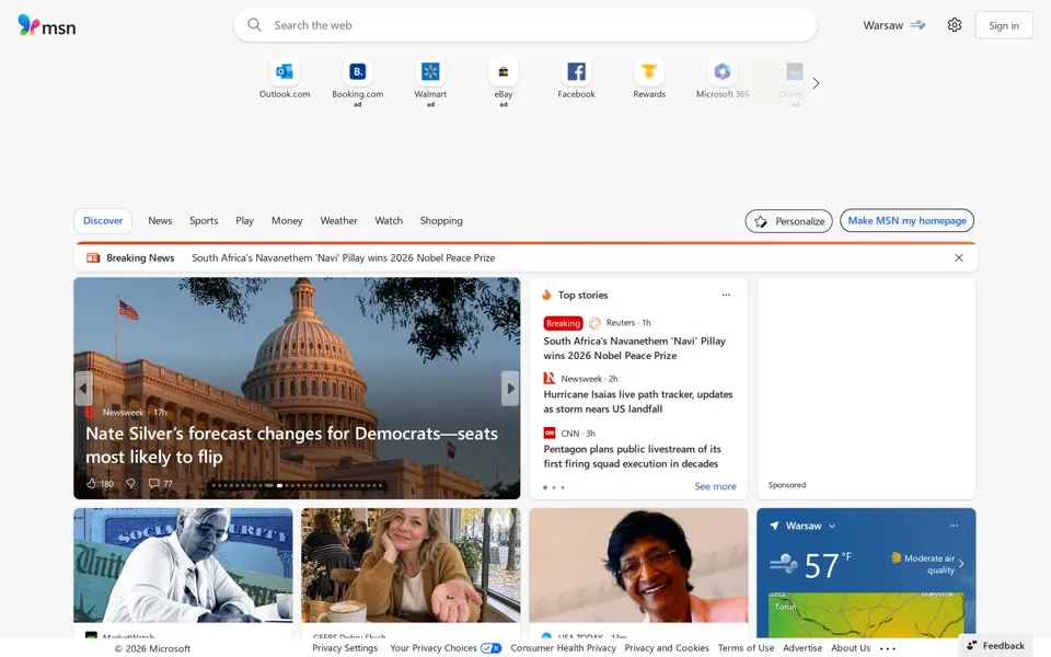 msn.com homepage in 2026