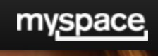 Myspace logo on the 2012 myspace.com homepage: plain white 'myspace' wordmark in the black bar