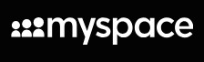 Myspace logo on the 2014 myspace.com homepage: ':::myspace' dot-people mark of the new Myspace