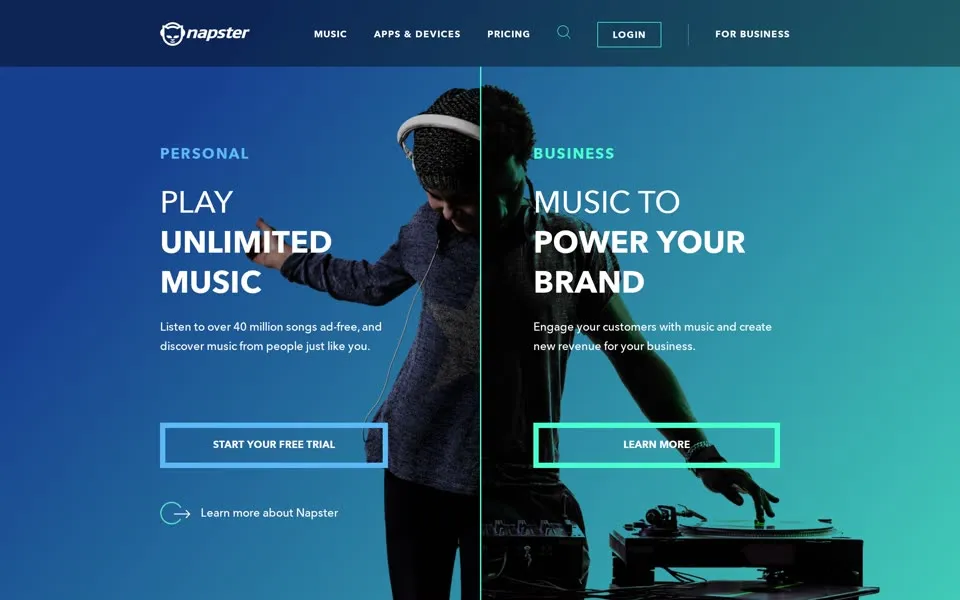 napster.com homepage in 2019