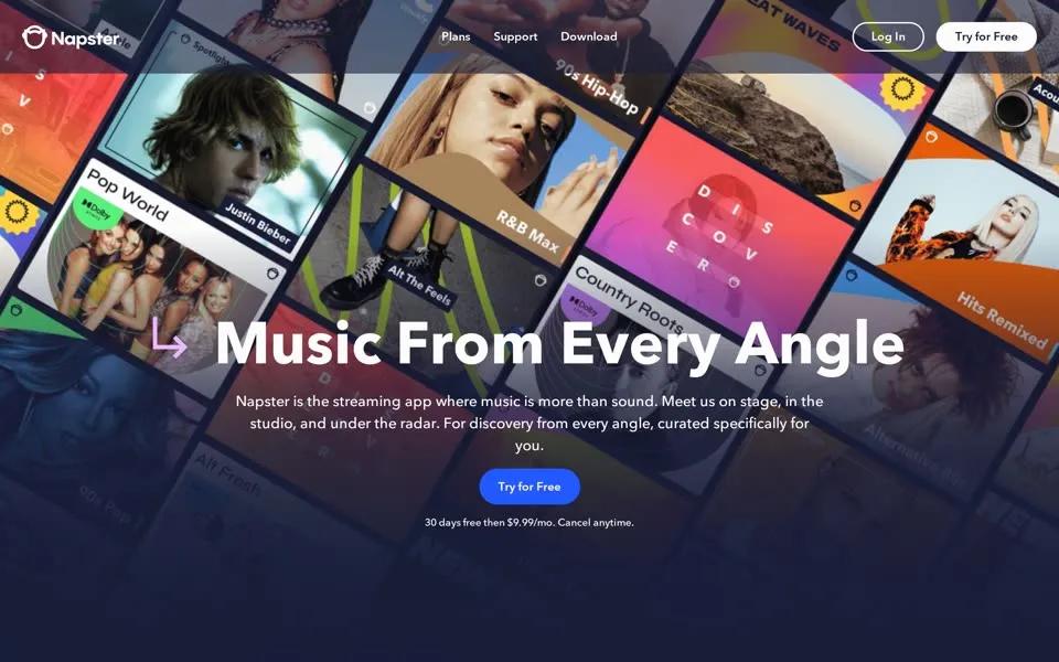 napster.com homepage in 2022
