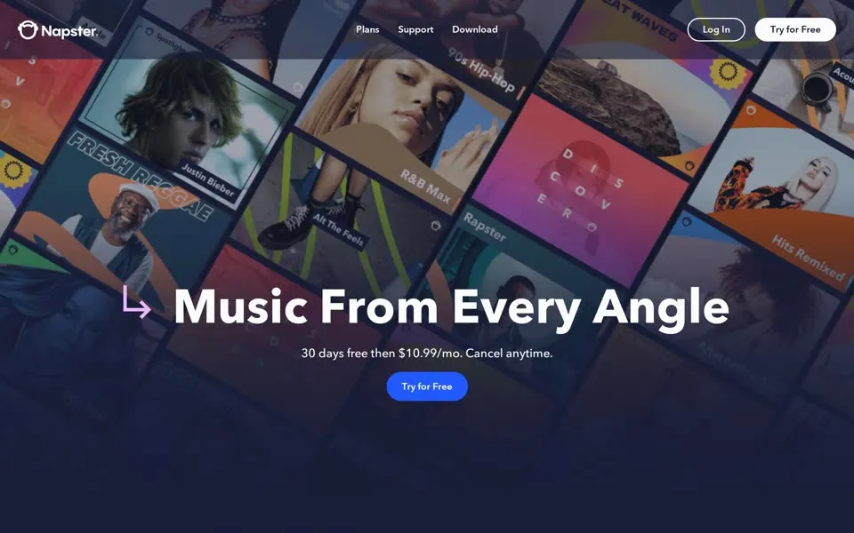 napster.com homepage in 2023