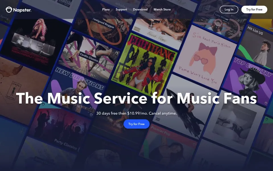 napster.com homepage in 2024