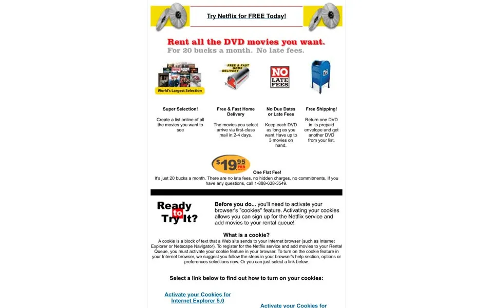 netflix.com homepage in 2002