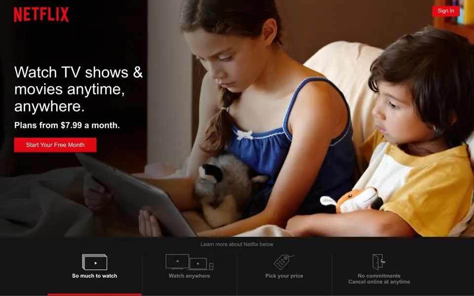 netflix.com homepage in 2015